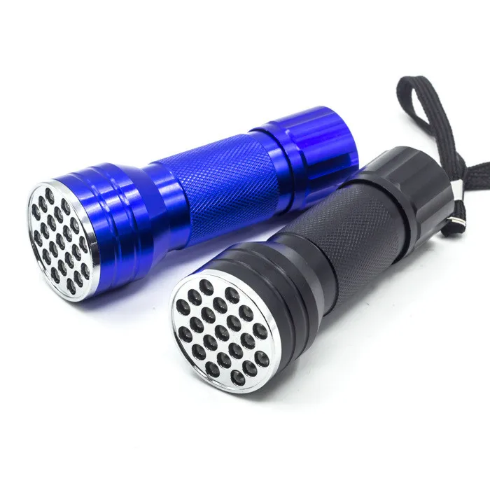 Ultra Violet 21 LED UV Flashlight Portable handheld Aluminum Black light UV Torch Light for Urine Detection