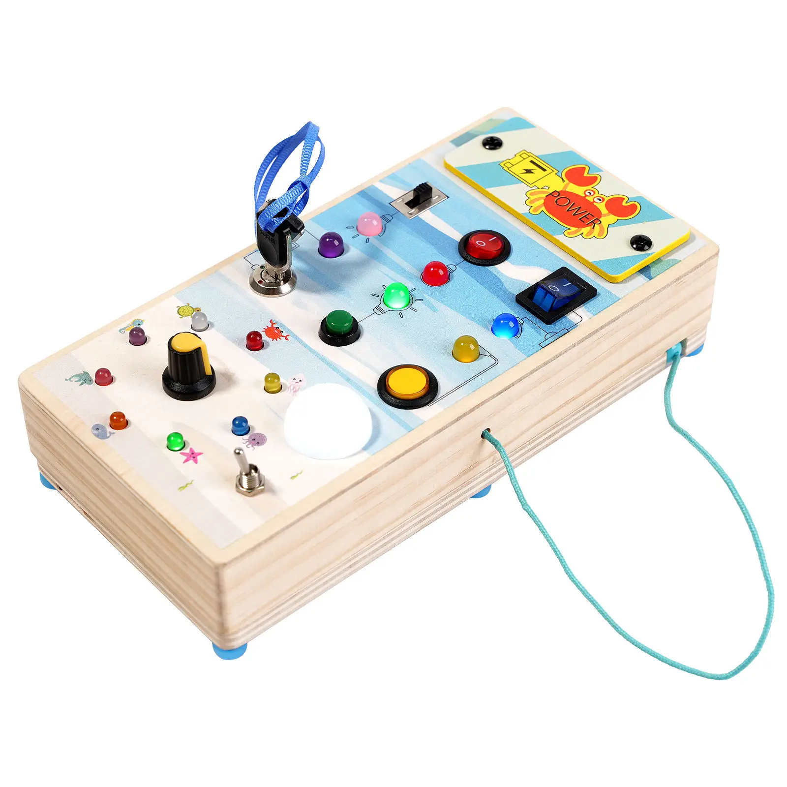 Wooden Busy Board for Toddlers Montessori Steering Wheel Driving Toy Wooden Sensory Toys Preschool Learning Activities Education