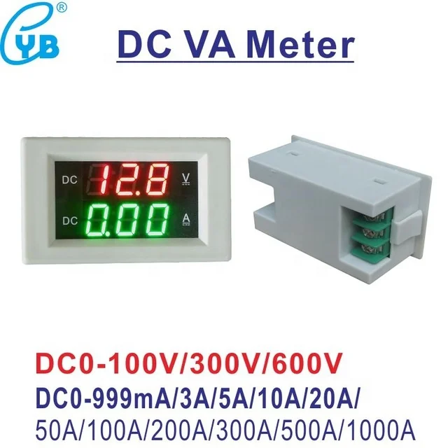 
LED Digital Display DC0-100V 300V 600V Amperometer DC0-999MA 3A 5A 10A 50A 100A 300A 500A 1000A DC Voltage Current Dual Meter 
