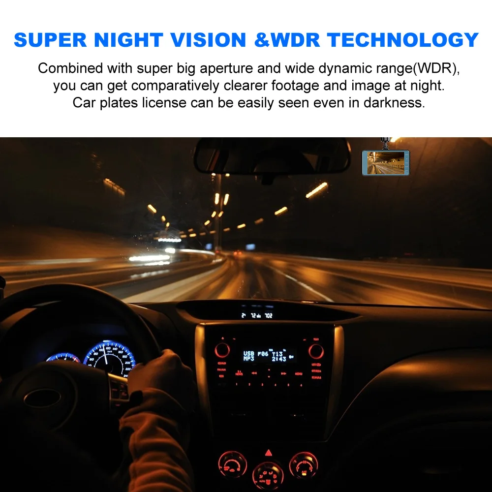 Full HD 1080P radar detector dash camera car dvr G-sensor dual lens front and car interior car camera gps carblackbox
