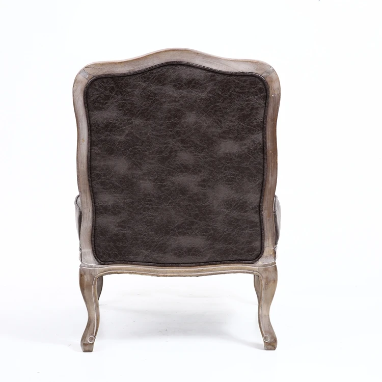 5KS24507-17 Relaxing Bedroom Armchair throne chairs Rubberwood Recliner Grey Foil Fabric Single Sofa Chair
