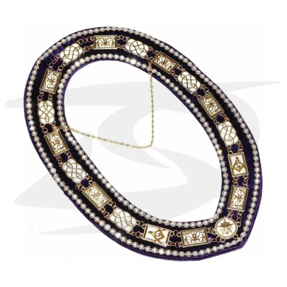 
USA Texas Lodge Masonic Regalia Apron Gold Chain With Purple Velvet Aprons 