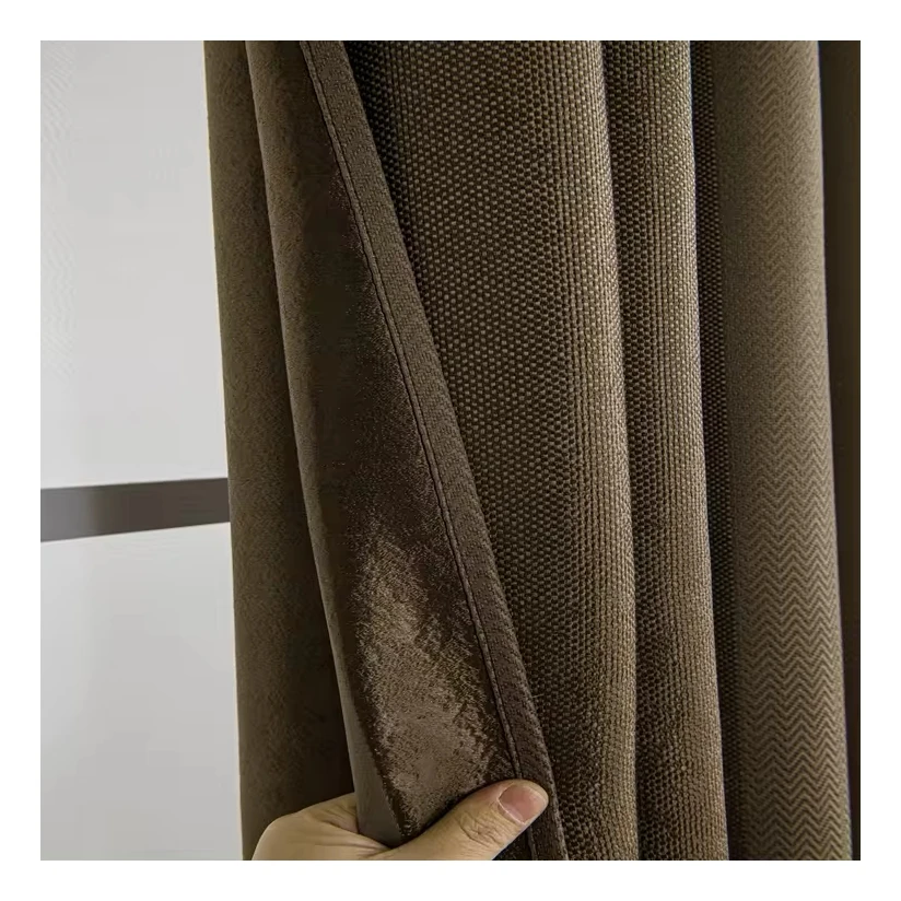 Factory wholesale high quality polyester stripe full blackout jacquard curtain for Living Room
