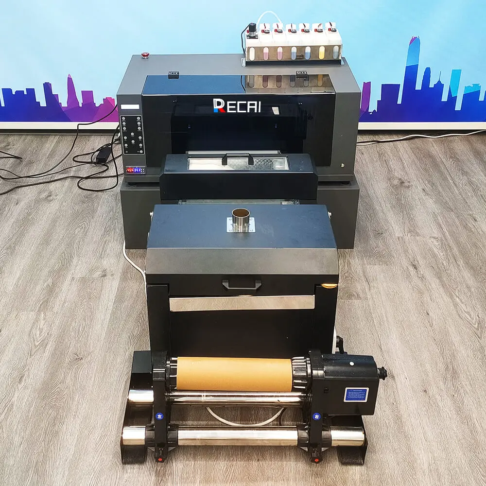 Hot selling RECAI 30cm Textile CMYK White Lc Lm Ink DTF Transfer Printer for T shirt Hat Shoes