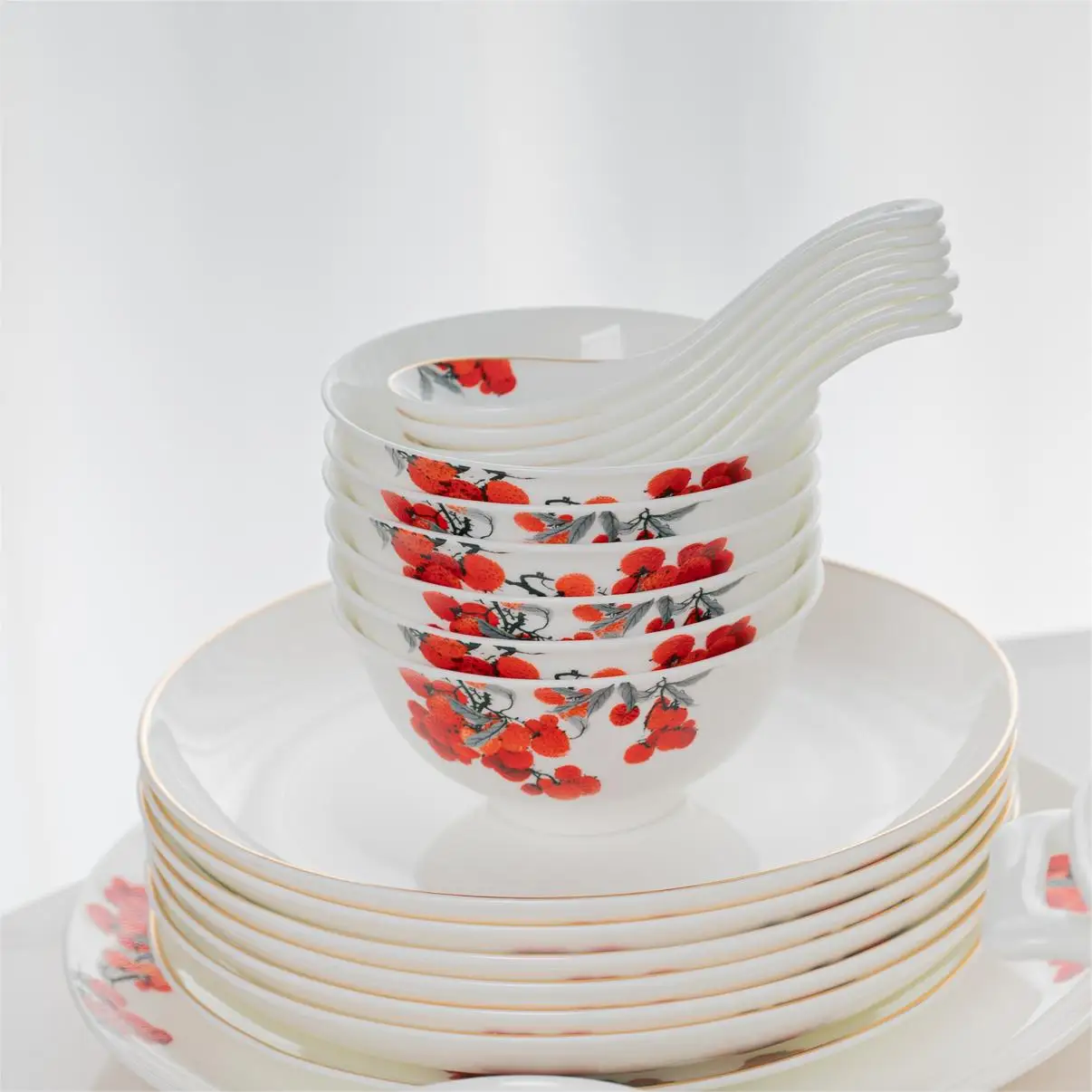 PITO Homeware Restaurant Hotel Dinner Soup Bowls Bone China Dinner  Cereal Salad Mixing Bowl Set  Ceramic Bowl