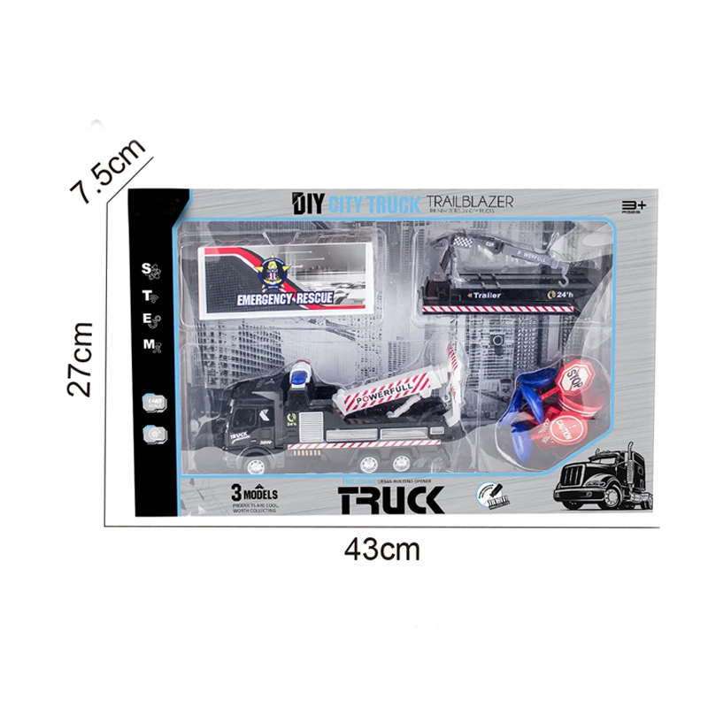 
DIY urban traffic rescue series assembly pull back 1:48 truck car toys for kids 