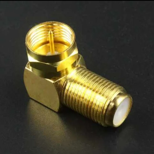 Gold Plating Right Angle F Male to F Female Adapter With Brass Shell