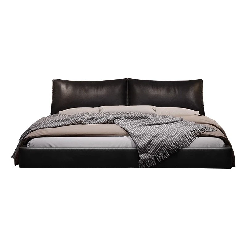 2024 YOUTAI Innovative Design Genuine Leather Italian Style King Size Double Bed for Bedroom