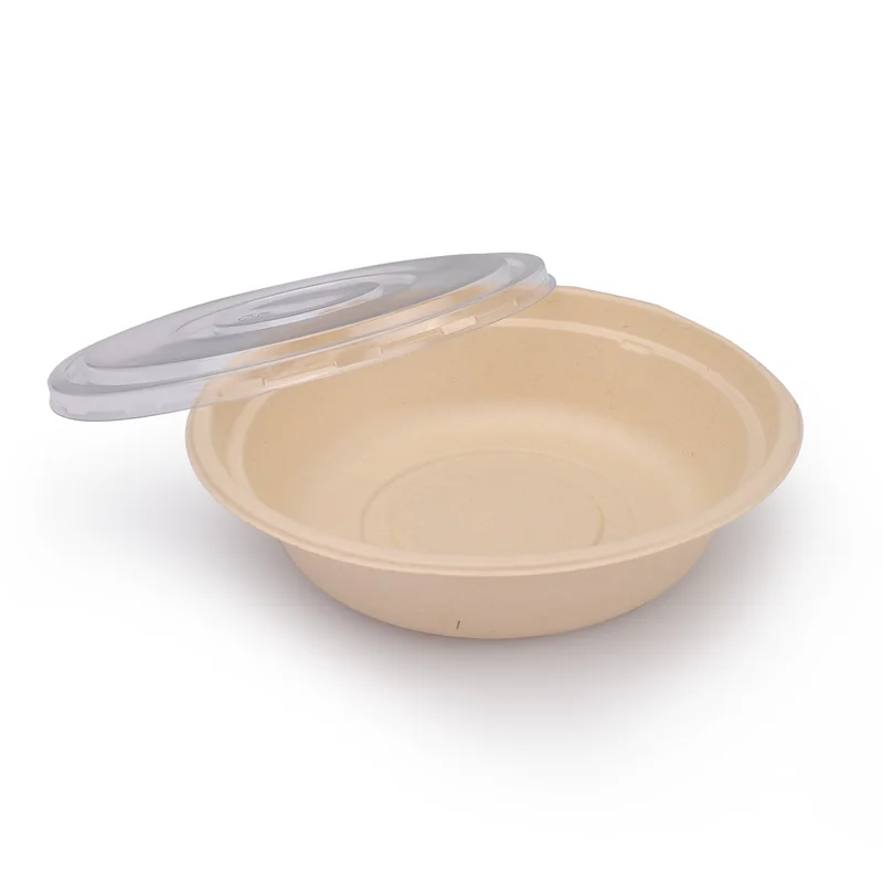 Disposable  Biodegradable Hot Soup Bowl Bamboo Pulp Food 12 Ounce Paper Bowls 32 Oz  Lunch Box With Lid Salad Bagasse Tableware