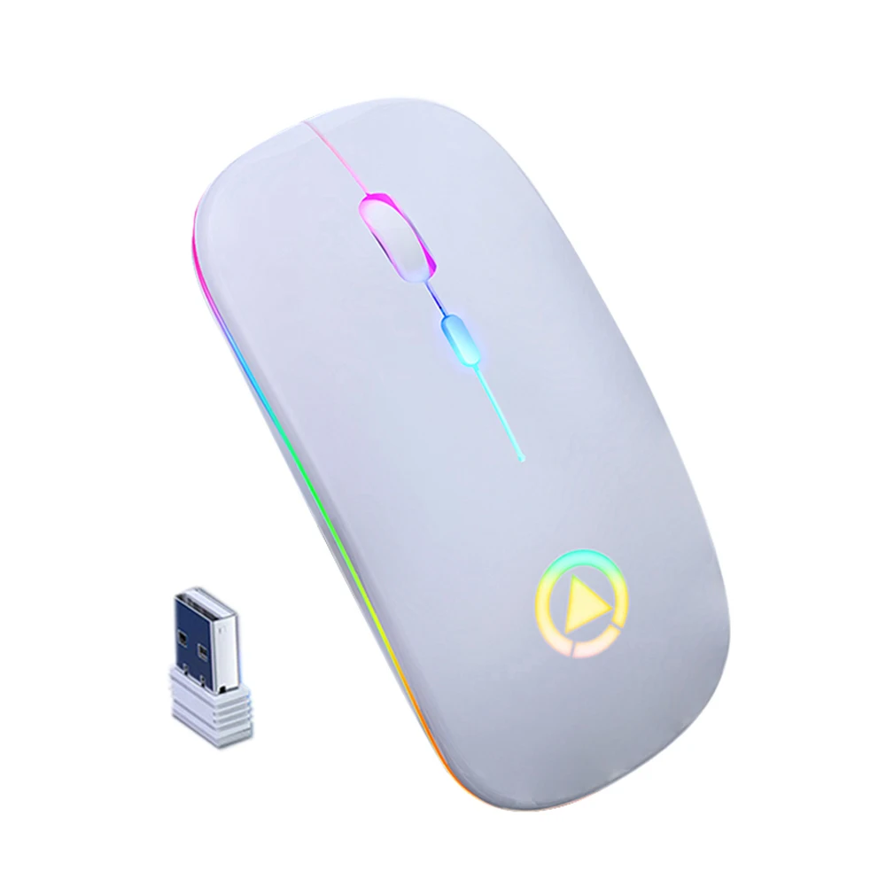 
PC Mouse Wireless Optical Ultra-Thin Silent Mute Rechargeable LED Computer Laptop Rechargeable A2 Wireless Mouse Lights Gamer 
