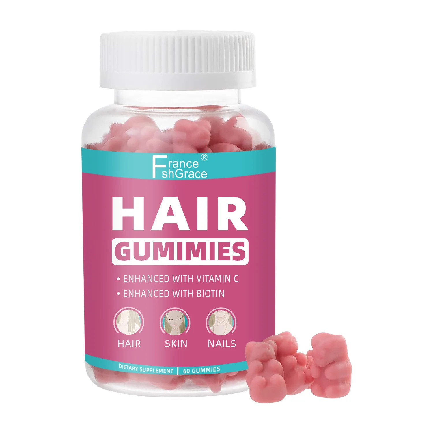 Стимулирует рост волос, биотин, жевательные волосы, сертификация GMP, здоровый медведь, жевательные резинки