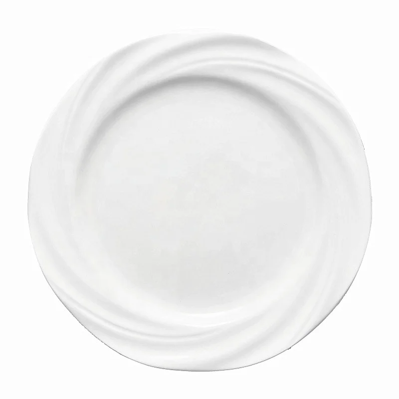 Ceramic plates embossed design flower shape dinner plates custom logo porcelain plate