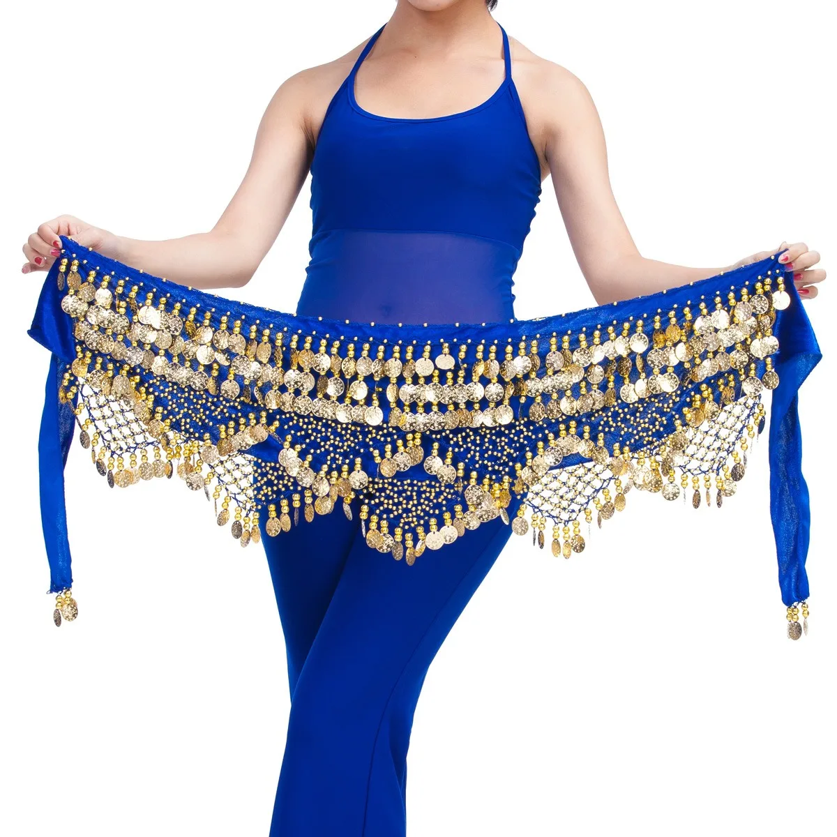 320 Coins Belly Dance Waist Chain Triple Straight Bicorn Belt Noisy Heavy Metal Golden Silver Bellydance Costume Skirt India