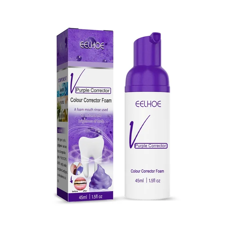Wholesale whitening Purple v34 Teeth Color Corrector Tooth Stain Removal Foam Toothpaste For Home use