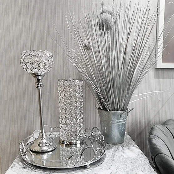 Glass Nordic Luxury Silver Candle Holder Wedding Decorative Candlesticks