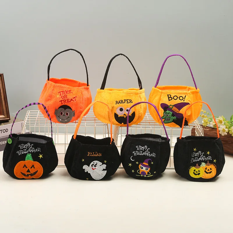 Halloween trick or treating bucket Pumpkin candy basket Reusable goodie bag for kids Halloween party supplies Halloween basket