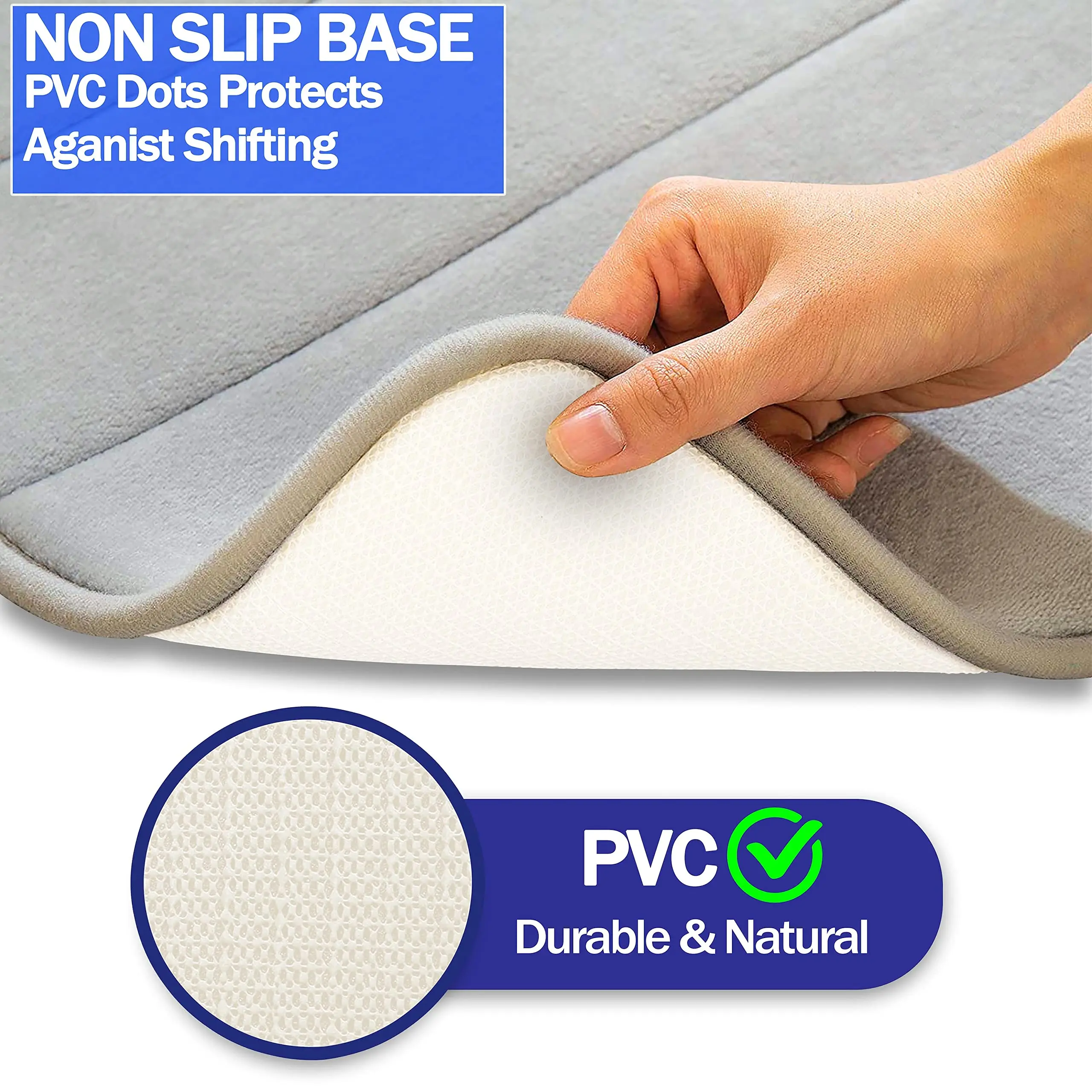 Memory Foam Bath Mat Water Absorbent Shower Mat, Thick Bath Rugs for Bathroom Non Slip with PVC Backing Ultra Soft Bathroom Rugs