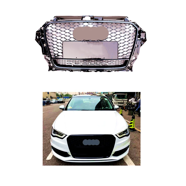 Body Parts Black Hood Grille For Audi A3 8V Facelift Honeycomb Audi RS3 Front Bumper Grill 2014 2015 2016