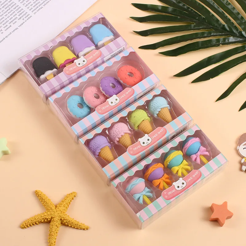 Cartoon Eraser Creative Simulation Ice Cream Donut Eraser School Student Eraser Set