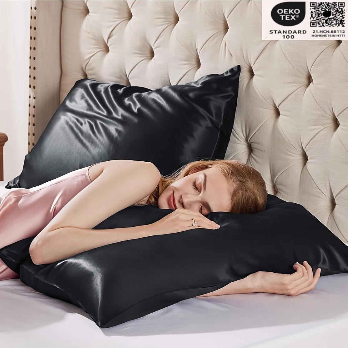 Custom embroidery logo 22 Momme 100% Mulberry Silk Pillowcase with box OEKO tex wholesale Pure Natural silk pillow case