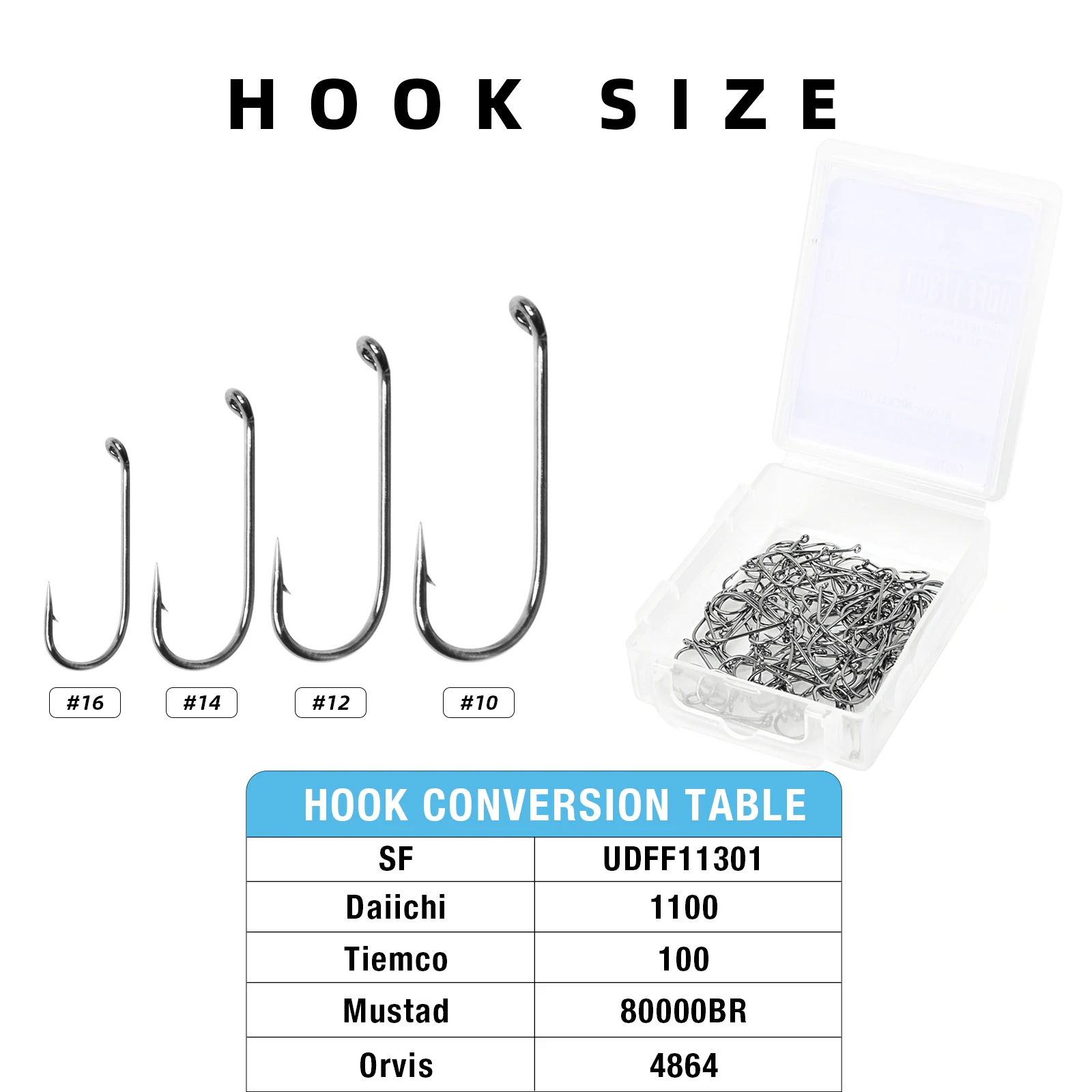 Hooks Universal Dry Fly Hooks Slightly Barbed Fly Fishing Hooks 100Pcs/Box Fishing Accessories in #10/#12/#14/#16 Size
