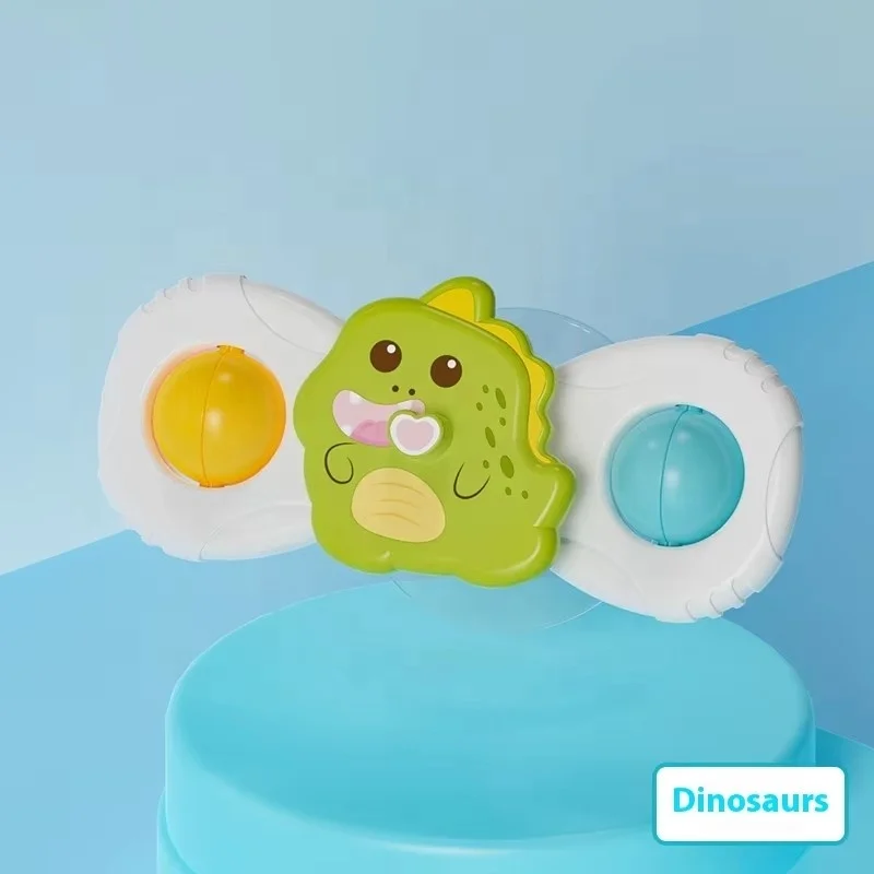 Suction Cup Rotating Baby 3PCS ABS Cartoon Decompression Fingertip Gyro Toys for Kids Anti-Stress Bath Spinner Toy for Baby