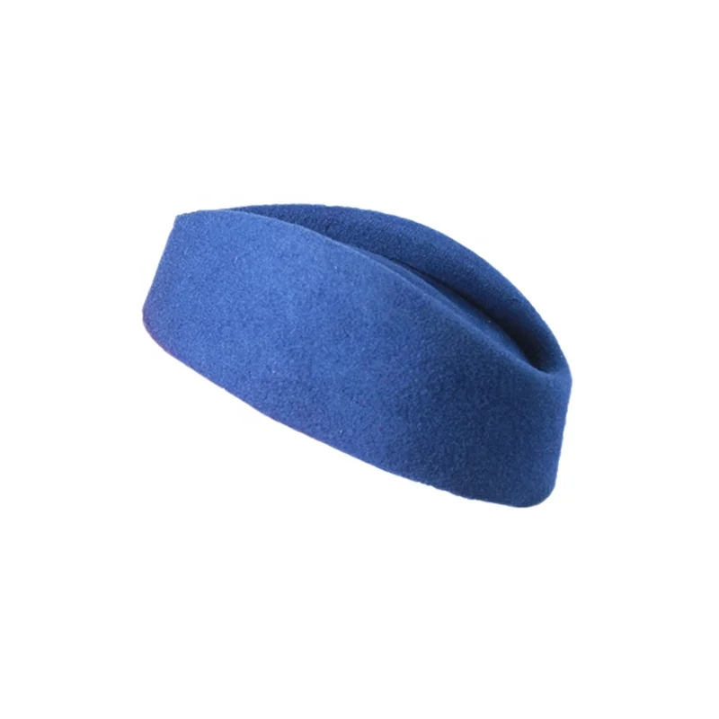 Newest Trendy Wool Felt Pillbox Air Hostesses Beret Hat  Airline Stewardess Cadet Sexy Formal Uniform Hat