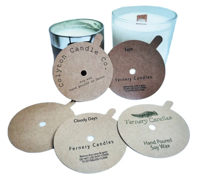 Custom Printing Candle Packaging Kraft  Black Paper Topper Candle Dust Cover for Candle Topper