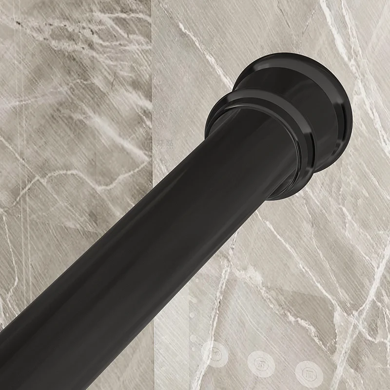 hot selling free drilling 25mm black curtain rod metal extendable curtain pole curtain pole balcony drying bedroom wardrobe rod