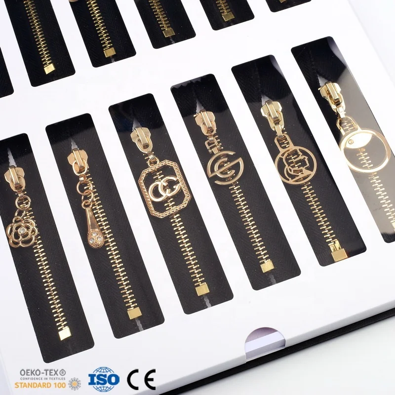 CHENQI Custom Plating Zipper Rope 3#5#7#8#10# Silver Golden Black Gun Nylon Plastic Metal Zipper Sliders Puller Head Tags