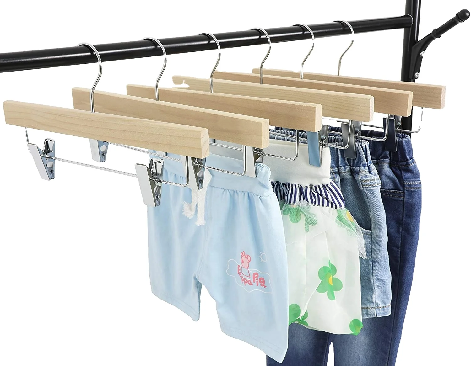Plasticpants Skirt Hangers for Kiblackbplasticer Children Clothes Hangers Luxury Carton with Extra Thick Chrome Clips Natural