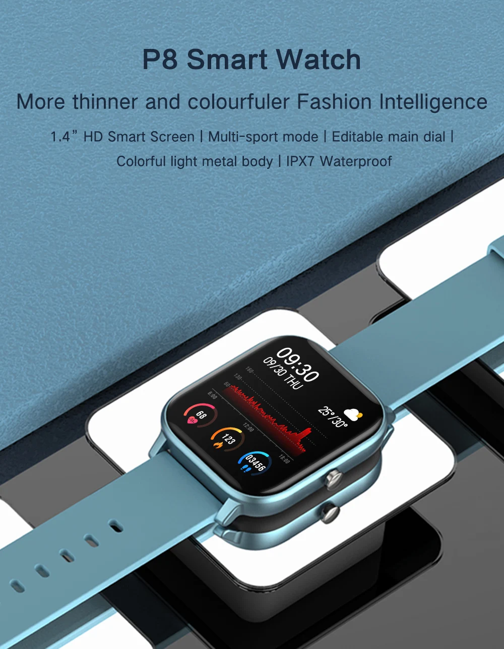 
P8 Smart Watch Wristband Men Women Sport Clock Heart Rate Monitor Sleep Monitor Smartwatch tracker for phone 