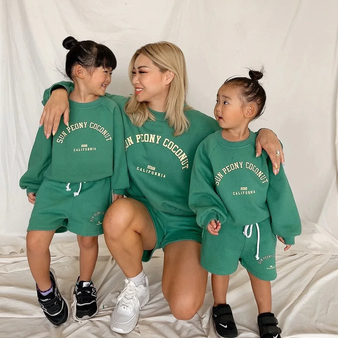 Spring Summer Sweatshirt Shorts Set Fleece Cotton Sweatsuit Mommy And Me Outfits Family Matching Clothes
