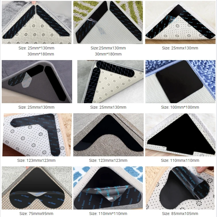 Anti Slip Double Sided Washable Carpet Mat Gripper Rug Grip Corner Pad Gripper Tape For Carpet