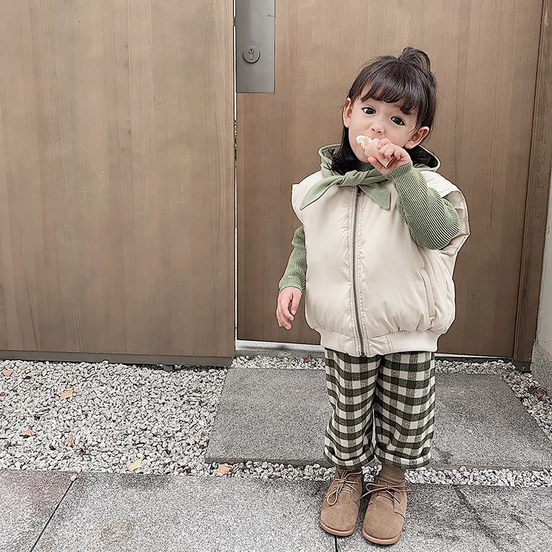 
Winter Warm Kids Down Vest Solid Color High Quality Lightweight Zipper Winter Clothes for Girls 
