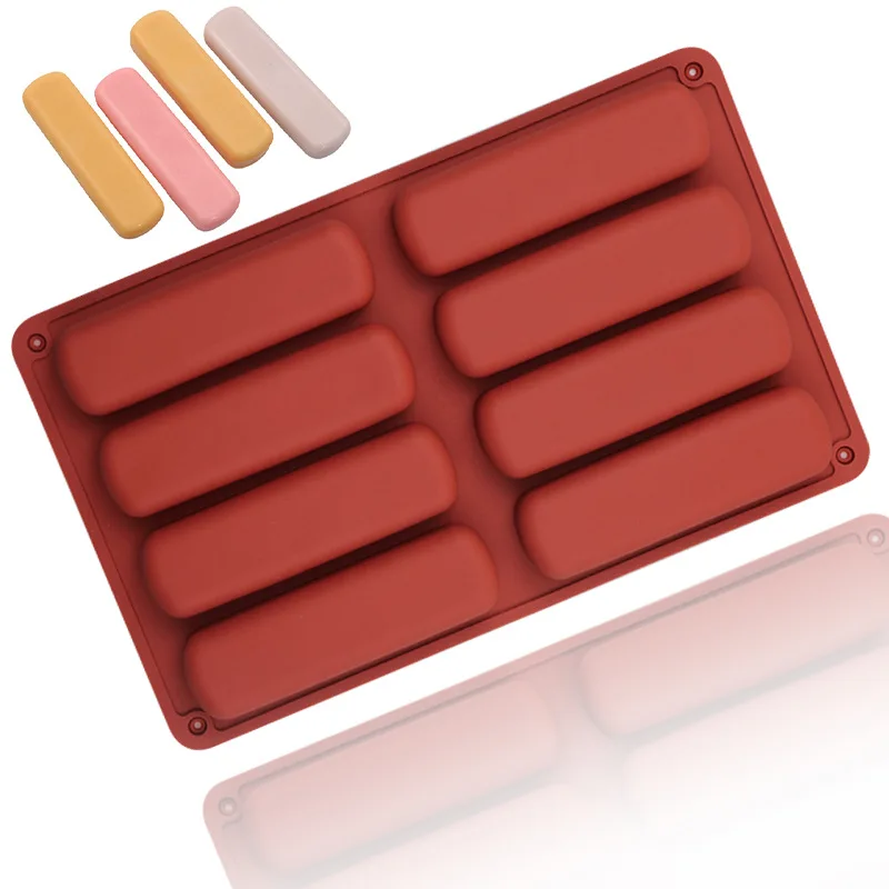 Long Strip Biscuit Silicone Mold 8 Holes Oven Cake Mould Bakeware Creative Kitchen Cake Baking Mold