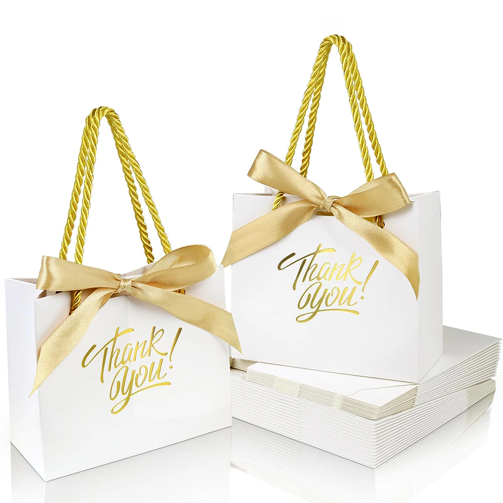 Custom Logo Printed Luxury Boutique Pink Wedding Gift Packaging Shopping Paper Bag With Ribbon and Handle for Small Business