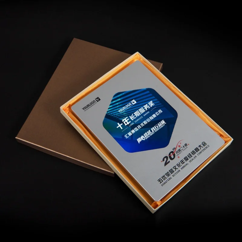Business Cooperation Souvenir gifts New Aluminium Alloy Great Honor Silver Medal Awards Certificate Plaques