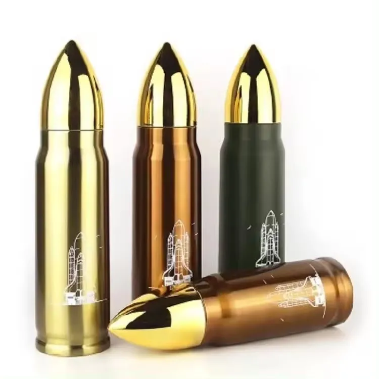 RTS Bullet Shaped 350ml 500ml 1000ml water bottle with lid  Double Wall Stainless Steel Thermo Water vacuum insulated