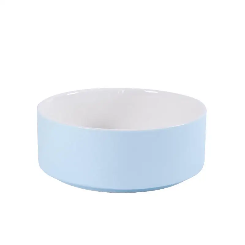 Customized Modern Style Designer Porcelain Pet Bowl Raised Luxury Ceramic Pet Cat Dog Bowl With Stand Wooden Frame