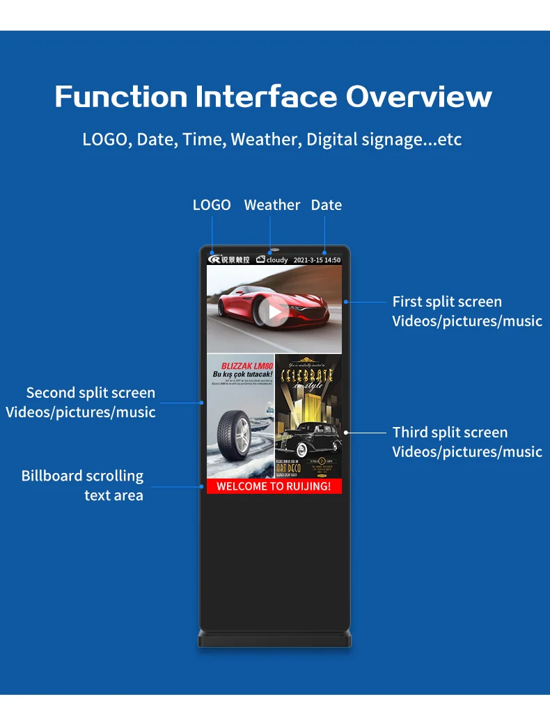 Hot Product 43 50 55 Inch Waterproof Full Color Multi Touch Screen Digital Signage Display Outdoor Advertising kiosk