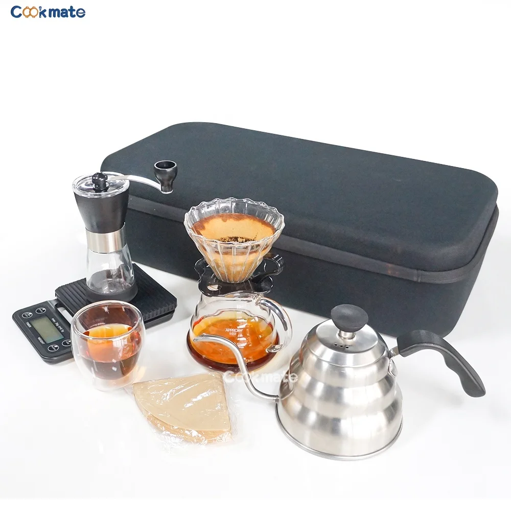 V60 новый дизайн кемпинг кофейный дорожный мешок капельный набор наполнитель 1 л чайник Портативный с фильтром Чайник стеклянная