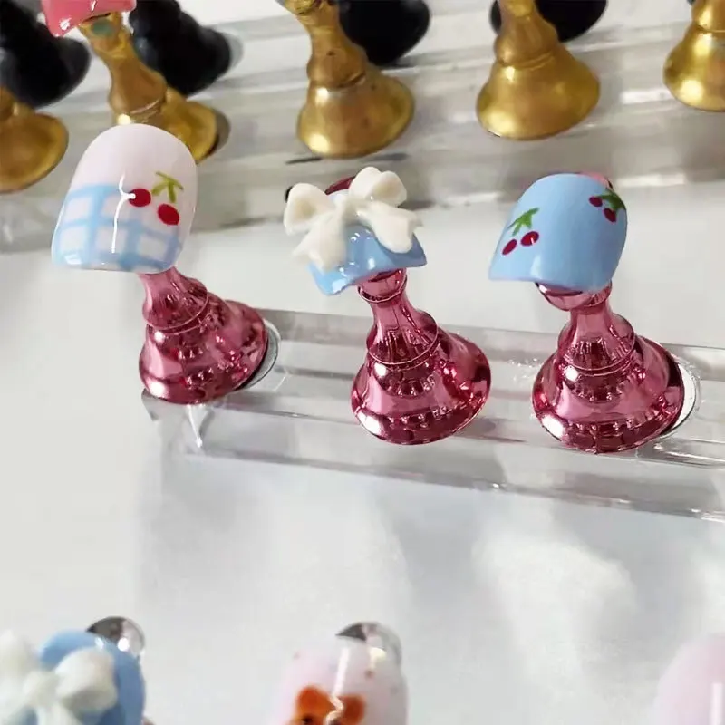 5-Pack Nail Art Practice Display Stand Checkerboard Magnetic Silver Practice Stand Set Polishing Gel Color Chart Tool