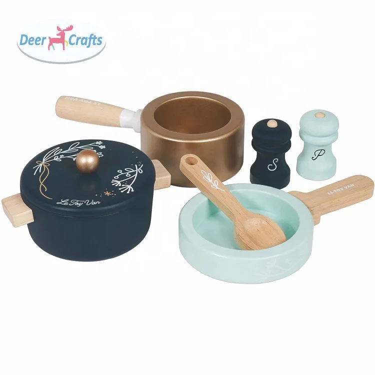 Children simulation kids kitchen wooden pot and bowl set  toy hands-on ability toys