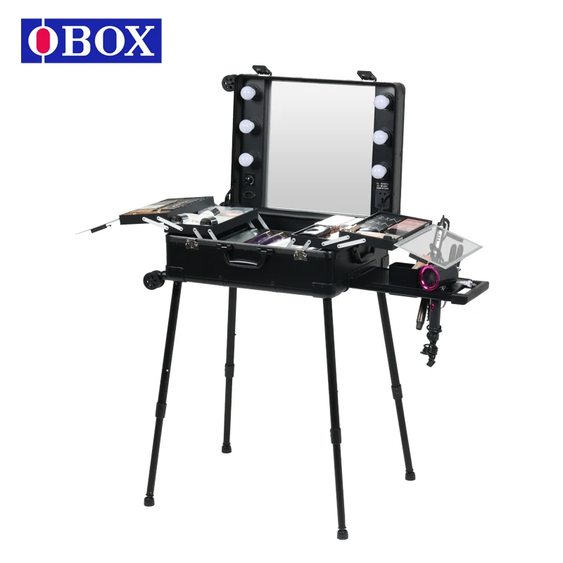 Hot sale cosmetics for sale cosmetics manicure silver table luxury beauty salon trolley abs cosmetic table case