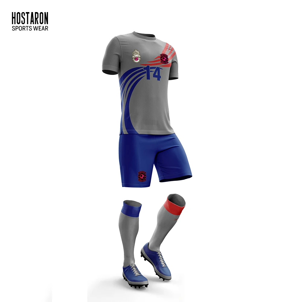 HOSTARON OEM Custom Sublimation Print Football Uniform Full Set Soccer Wear Tracksuit Jacket Training T Shirt Soccer Jersey Kit