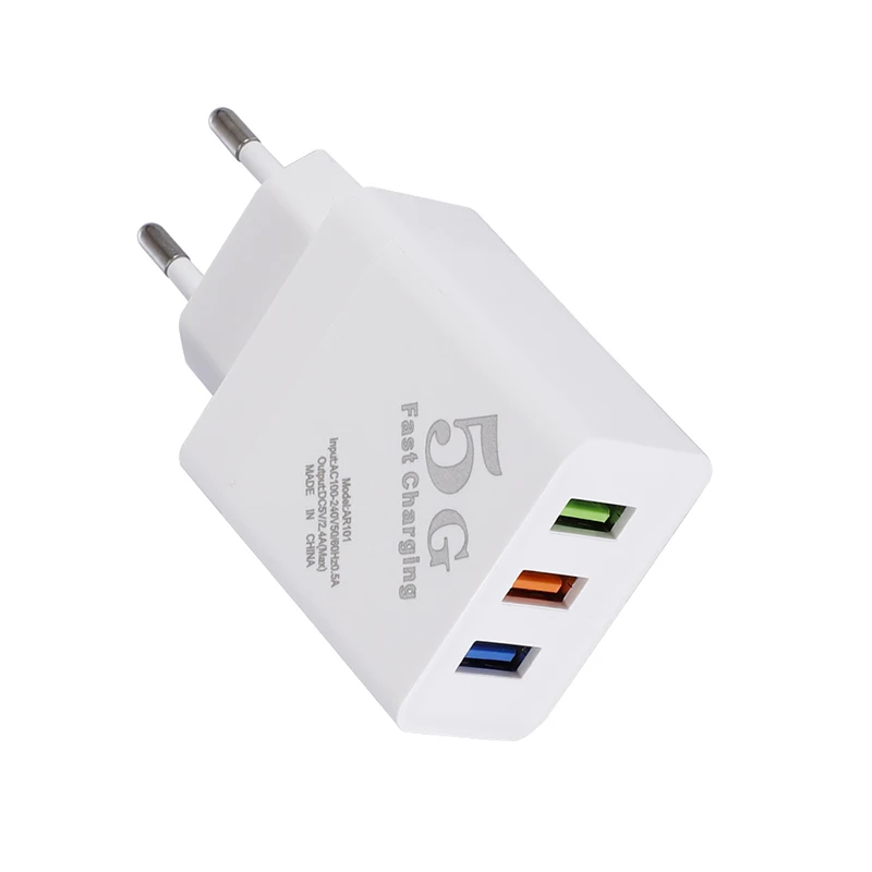 Universal 3 Usb Ports 5V 2.4A Eu US Wall Charger Power Adapter For IPhone Samsung Huawei Android phone