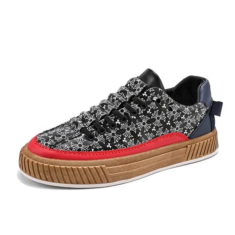 Wholesale White Black Blank Outdoor Walking Colorful Lace Up Leather Sneakers Custom Logo Design Mens Casual Shoes