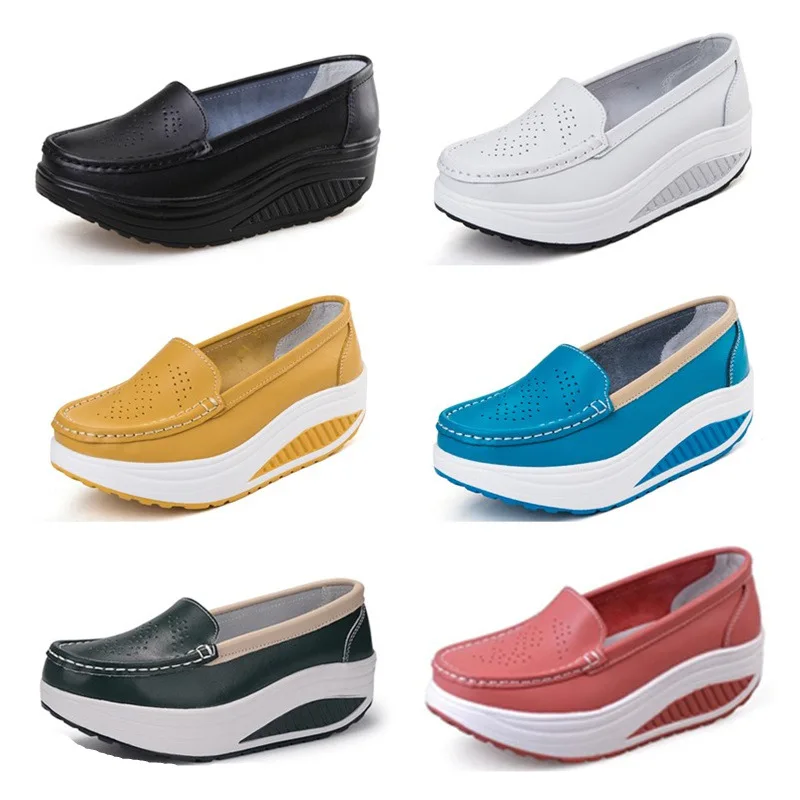 New design anti-slip female platform loafer shoes hospital laboratory comfortable air cushion nurses rocking shoes for women