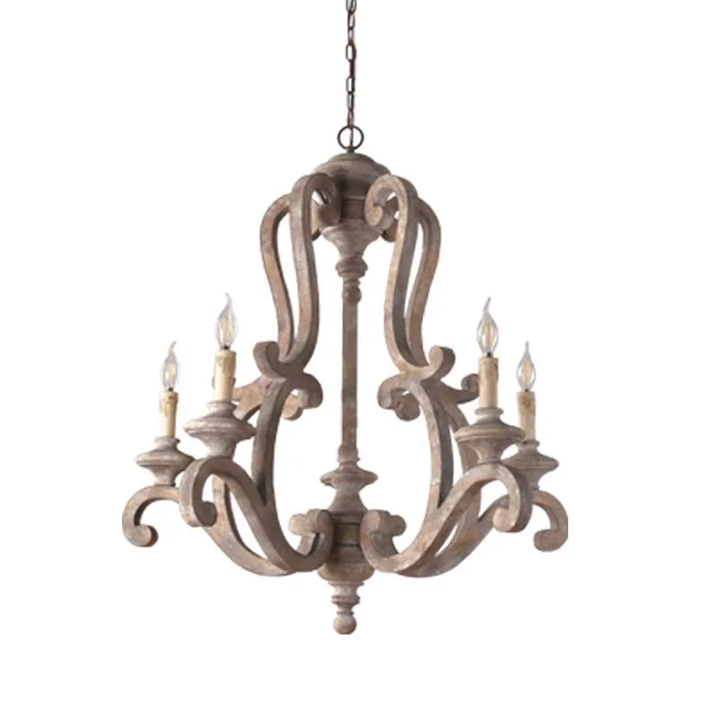 Industrial Pendant Lighting Fixture American Country Style Wood Art Wooden Retro Lamp Chandelier Ceiling Light